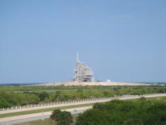 Kennedy Space Center (Titusville): Space Shuttle Discovery preparing on launch pad for mission STS-133.