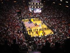 American Airlines Arena (Miami): Americans enlist in the army during the halftime show.